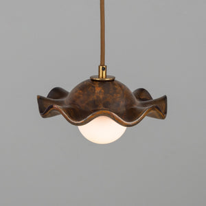 Rivale Pendant Light with Wavy Ceramic Shade, Rust Iron 21cm IP20 - View 12