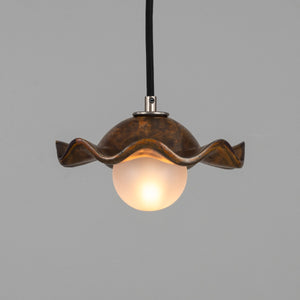 Rivale Pendant Light with Wavy Ceramic Shade, Rust Iron 21cm IP20 - View 6