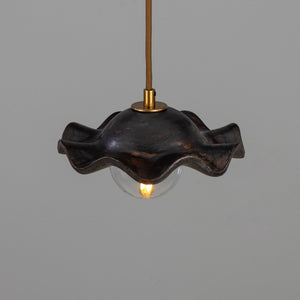 Rivale Pendant Light with Wavy Ceramic Shade, Metallic Earth 21cm IP20 - View 3