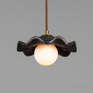 Rivale Pendant Light with Wavy Ceramic Shade, Metallic Earth 21cm IP20 - Main View