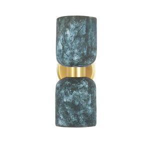 Sakura Double Ceramic and Brass Wall Light, Blue Earth - View 4