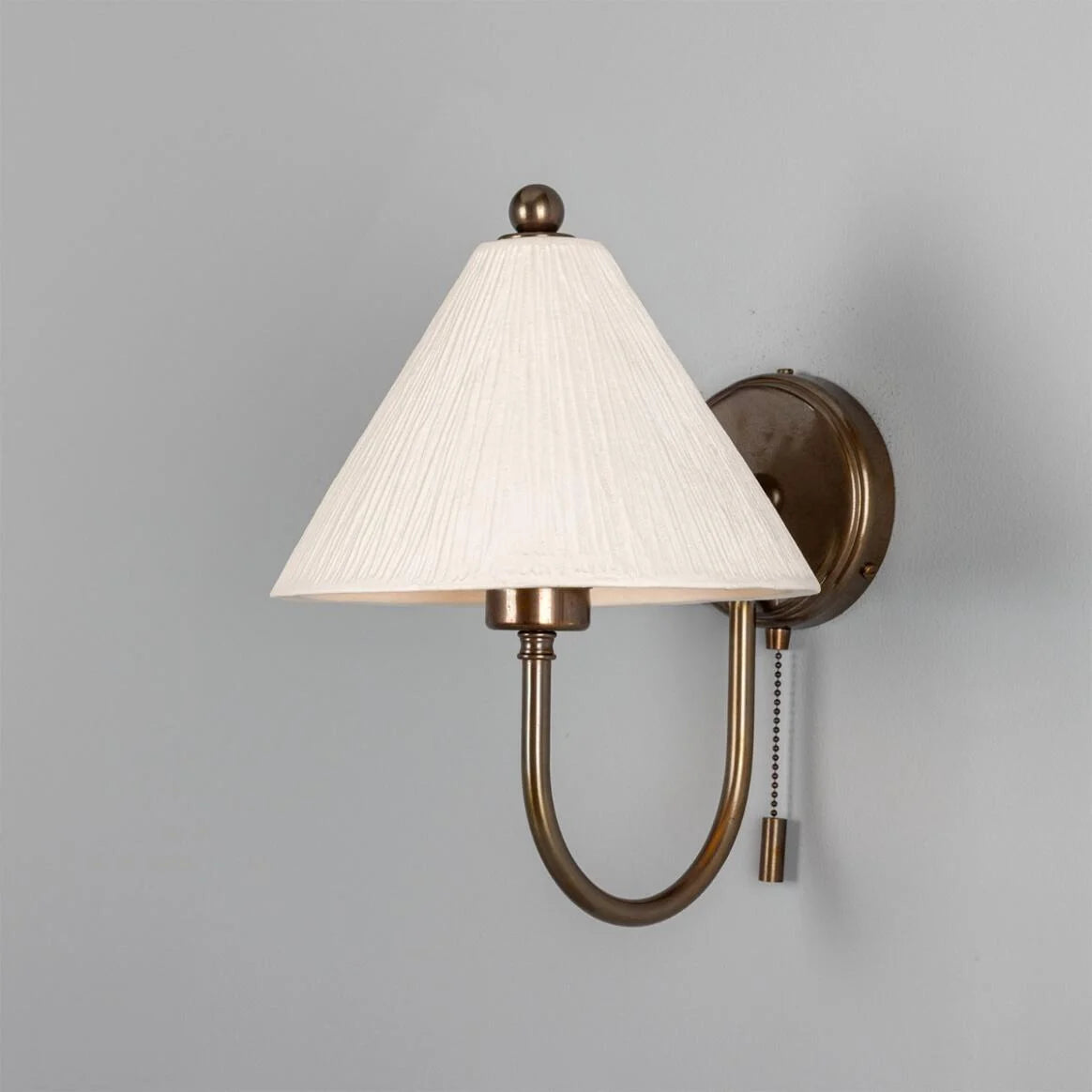 Tilia Organic Ceramic Cone Wall Light, Matte White Striped 31.5cm IP20 - Wear and Tear