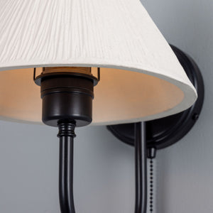 Tilia Organic Ceramic Cone Wall Light, Matte White Striped 31.5cm IP20 - View 19