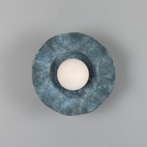 Rivale Wall Light with Wavy Ceramic Shade, Blue Earth - View 2