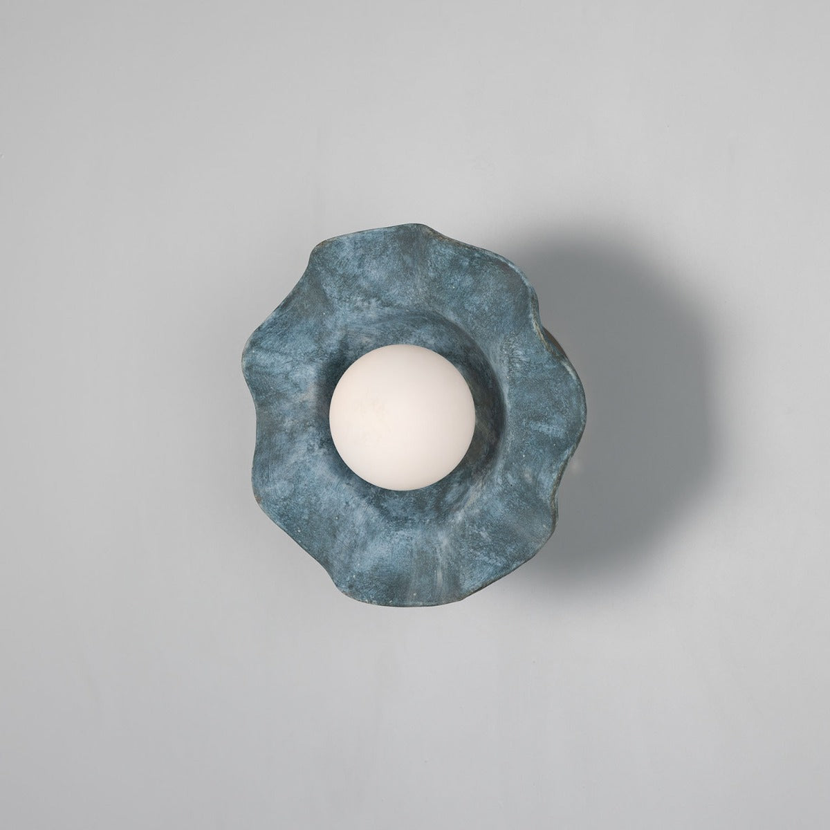 Rivale Wall Light with Wavy Ceramic Shade, Blue Earth - View 1