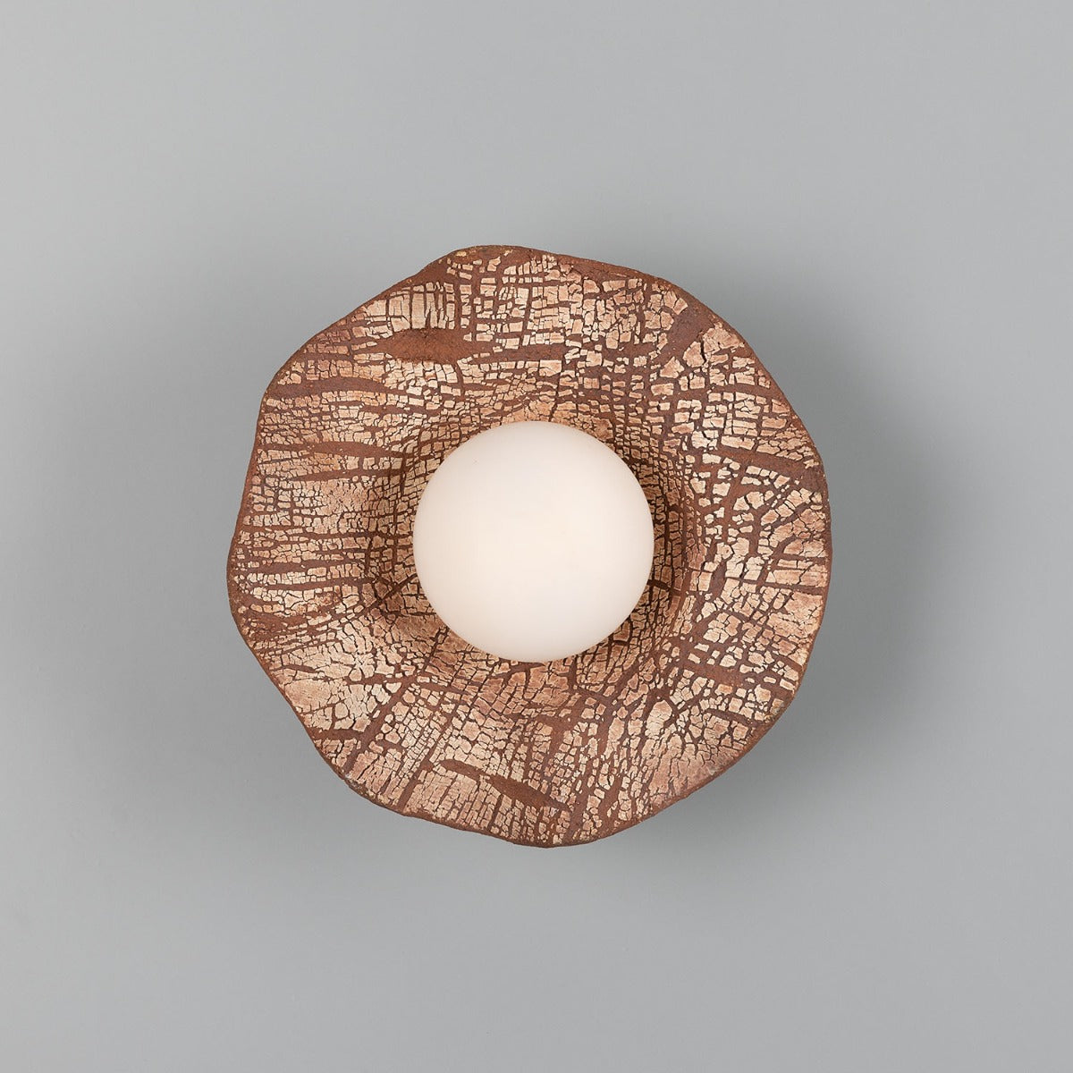 Rivale Wall Light with Wavy Ceramic Shade, Red Iron - View 2