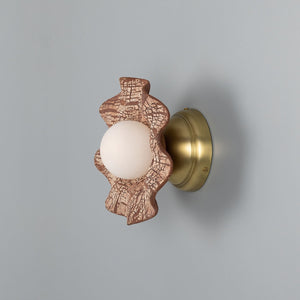 Rivale Wall Light with Wavy Ceramic Shade, Red Iron - View 4