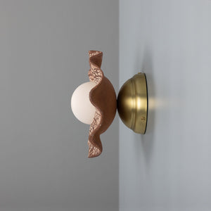 Rivale Wall Light with Wavy Ceramic Shade, Red Iron - View 5