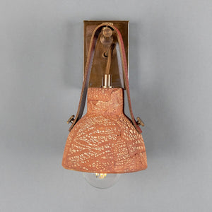 Nagi Organic Ceramic Wall Light with Rescued Fire-Hose Strap, Red Iron - View 2