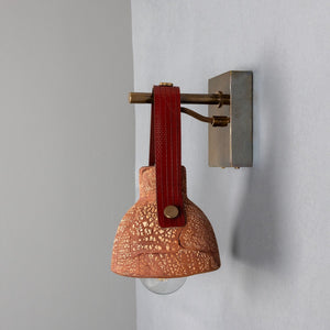 Nagi Organic Ceramic Wall Light with Rescued Fire-Hose Strap, Red Iron - View 5