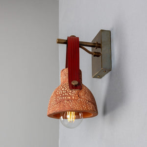Nagi Organic Ceramic Wall Light with Rescued Fire-Hose Strap, Red Iron - View 6