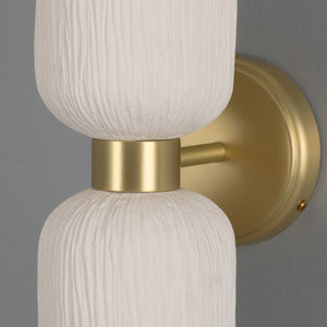 Sakura Double Ceramic and Brass Wall Light, Matte White Striped - View 4