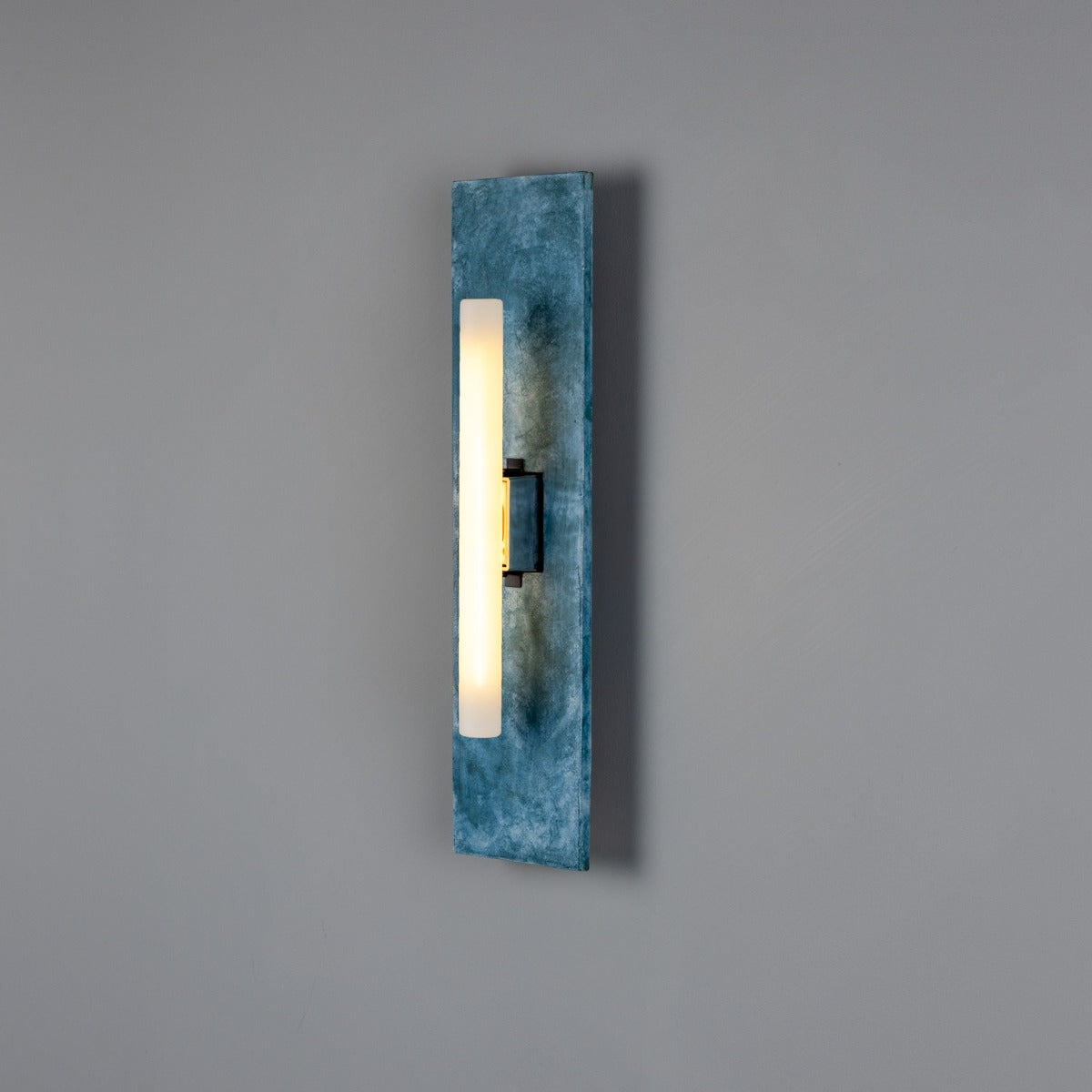 Capua Rectangular Ceramic Wall Light, Blue Earth 50cm IP20 - Main View