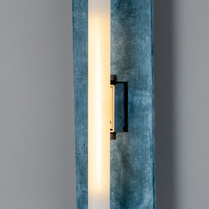 Capua Rectangular Ceramic Wall Light, Blue Earth 50cm IP20 - View 3