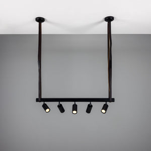 Holmes Linear Island Pendant with Leather Straps, Five-Light - View 21