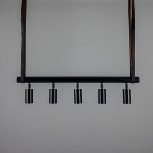 Holmes Linear Island Pendant with Leather Straps, Five-Light - View 22