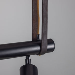 Holmes Linear Island Pendant with Leather Straps, Five-Light - View 25