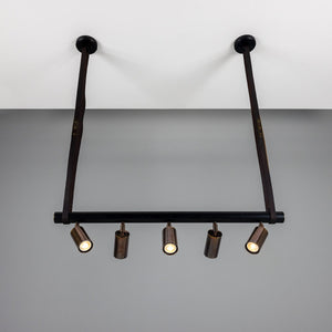 Holmes Linear Island Pendant with Leather Straps, Five-Light - View 11