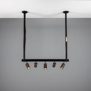 Holmes Linear Island Pendant with Leather Straps, Five-Light - View 12
