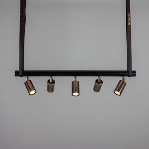 Holmes Linear Island Pendant with Leather Straps, Five-Light - View 10