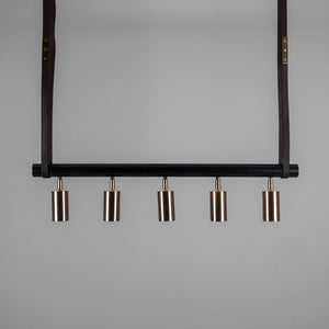 Holmes Linear Island Pendant with Leather Straps, Five-Light - View 13