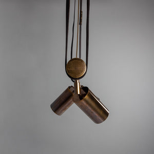 Holmes Linear Island Pendant with Leather Straps, Five-Light - View 15