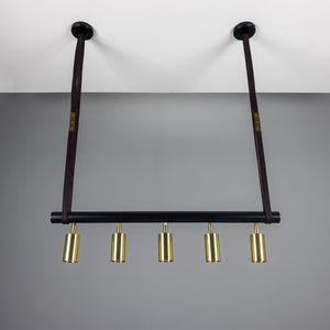 Holmes Linear Island Pendant with Leather Straps, Five-Light - View 5