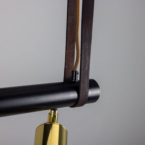 Holmes Linear Island Pendant with Leather Straps, Five-Light - View 7