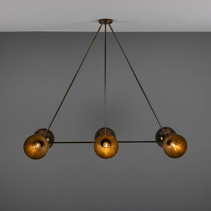Eclipse Brass Dome Chandelier, Six-Light - View 2