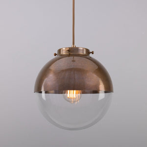 Florence Brass and Glass Globe Pendant Light 26cm - Main View