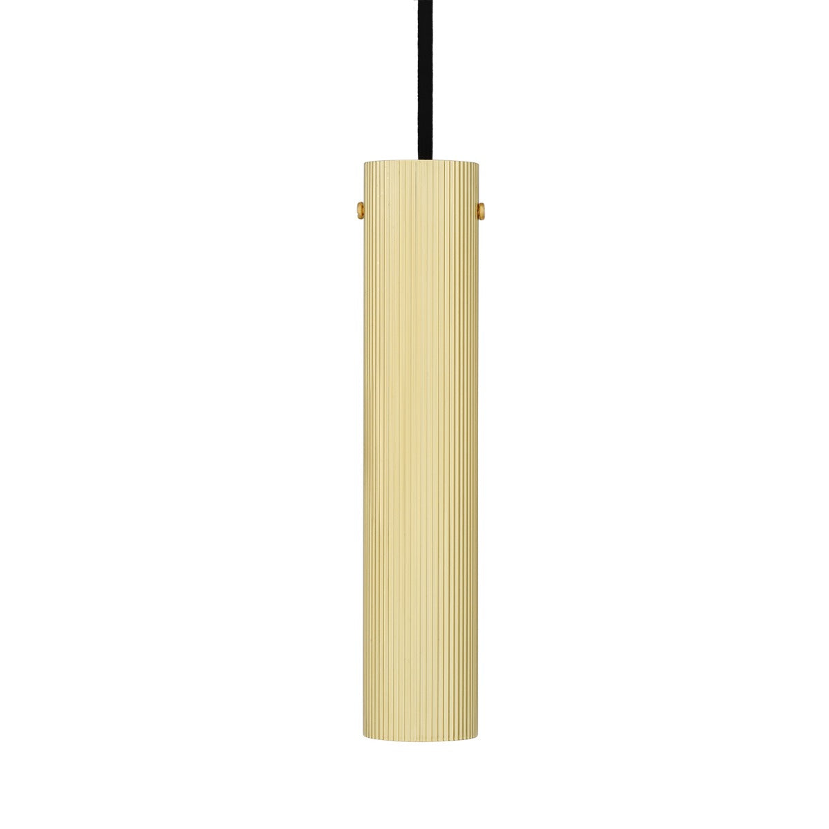 Royce Slender Reeded Brass Pendant Light - View 1