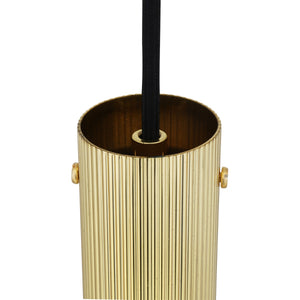 Royce Slender Reeded Brass Pendant Light - View 3