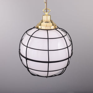 Hudson Vintage Glass Globe Cage Pendant Light 32cm - View 2