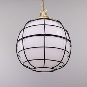 Hudson Vintage Glass Globe Cage Pendant Light 32cm - View 3