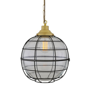 Hudson Vintage Glass Globe Cage Pendant Light 32cm - View 7