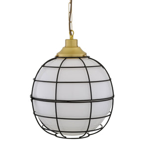 Hudson Vintage Glass Globe Cage Pendant Light 32cm - View 8