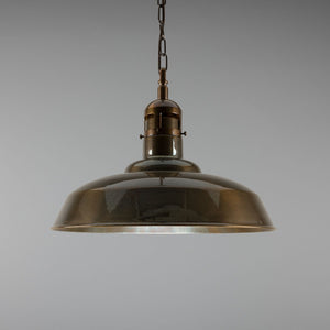 Matlock Large Vintage Factory Brass Pendant Light 50cm - View 6