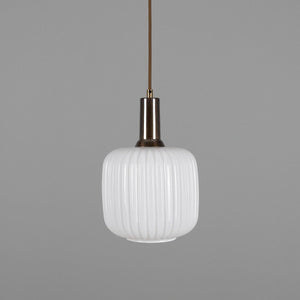 Nahla Reeded Glass and Brass Pendant Clear or Opal 20cm IP20 - View 6