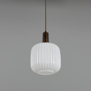 Nahla Reeded Glass and Brass Pendant Clear or Opal 20cm IP20 - View 8
