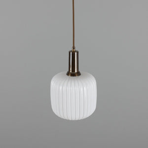 Nahla Reeded Glass and Brass Pendant Clear or Opal 20cm IP20 - View 9