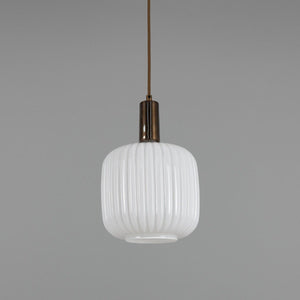 Nahla Reeded Glass and Brass Pendant Clear or Opal 20cm IP20 - View 7
