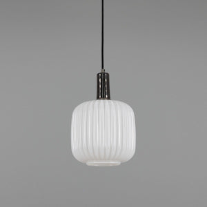 Nahla Reeded Glass and Brass Pendant Clear or Opal 20cm IP20 - View 12