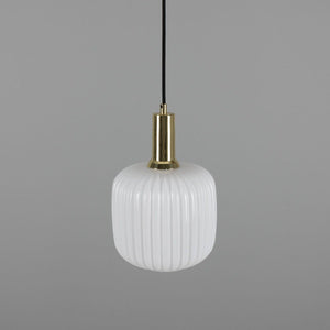 Nahla Reeded Glass and Brass Pendant Clear or Opal 20cm IP20 - View 19