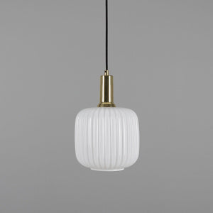 Nahla Reeded Glass and Brass Pendant Clear or Opal 20cm IP20 - View 16