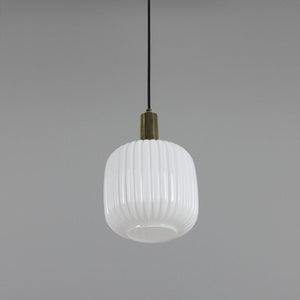 Nahla Reeded Glass and Brass Pendant Clear or Opal 20cm IP20 - View 18