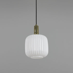 Nahla Reeded Glass and Brass Pendant Clear or Opal 20cm IP20 - View 17