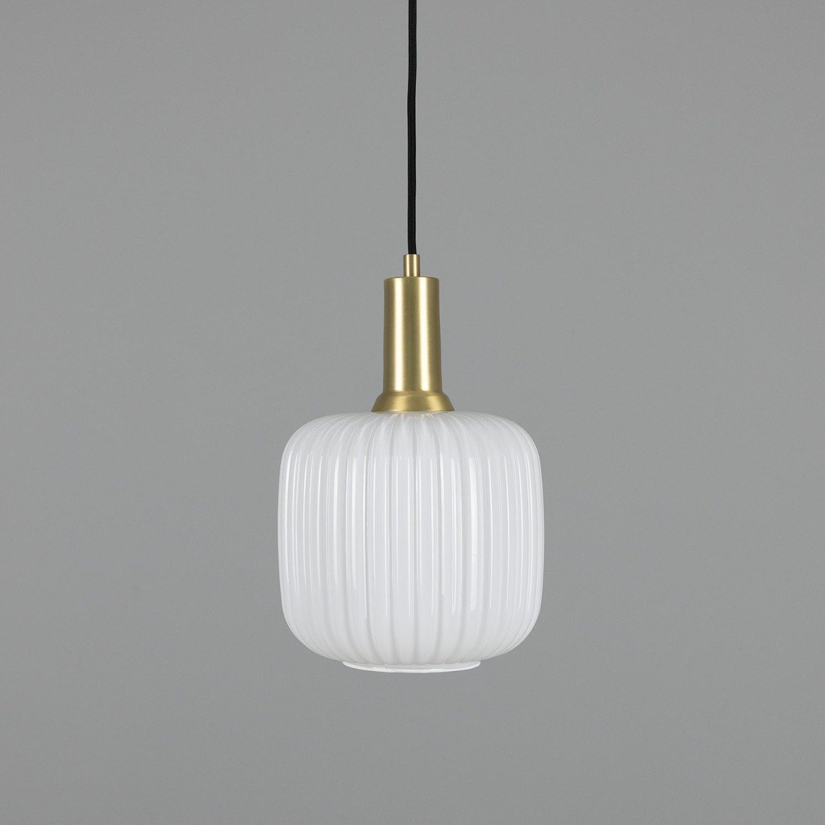 Nahla Reeded Glass and Brass Pendant Clear or Opal 20cm IP20 - Main View