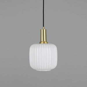 Nahla Reeded Glass and Brass Pendant Clear or Opal 20cm IP20 - Main View