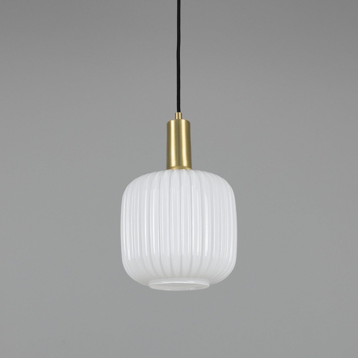 Nahla Reeded Glass and Brass Pendant Clear or Opal 20cm IP20 - View 2