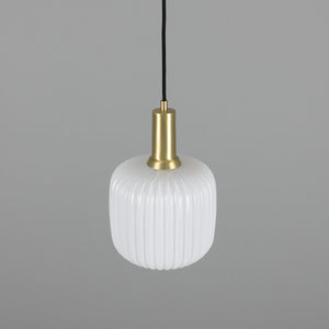 Nahla Reeded Glass and Brass Pendant Clear or Opal 20cm IP20 - View 4